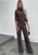 Жіночий костюм брюки та топ з рукавом колір шоколад р.42 447381 447381 фото