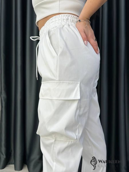 Жіночі штани джогери колір білий р.56/58 449542 449542 фото