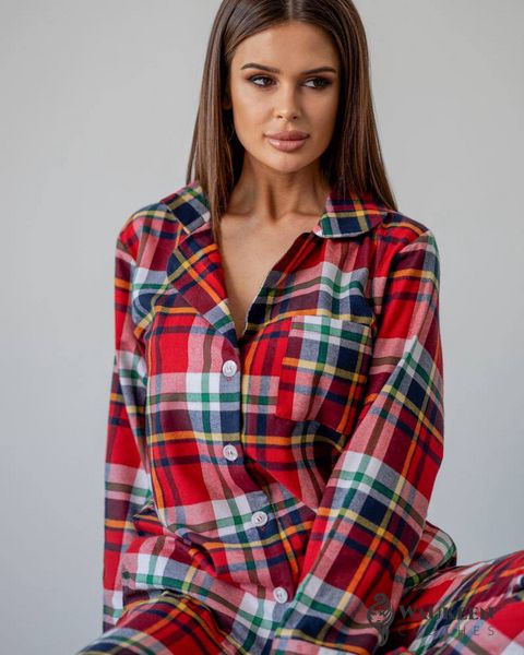Жіноча піжама на байку колір червоно/жовтий р.L 448961 448961 фото