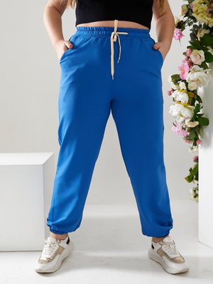 Жіночі спортивні штани двонитка кольору електрик р.50 406308 406303 фото