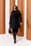 Женское пальто из кашемира на подкладке с поясом 376126 376187 фото