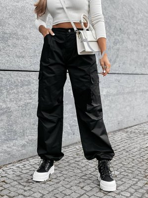 Жіночі брюки карго колір чорний р.46/48 444374 444374 фото