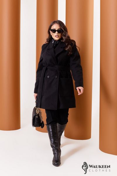 Жіноче пальто із кашеміру на підкладці з поясом 376126 376187 фото