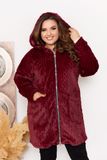 Женская удлиненная меховая курточка бордового цвета р.56 375603 375617 фото