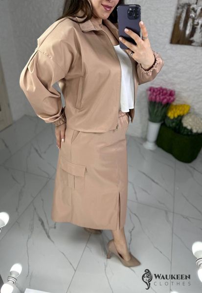 Жіночий костюм спідниця та кофта колір капучино р.54/56 452996 452996 фото