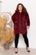 Женская удлиненная меховая курточка бордового цвета р.56 375603 375617 фото 2
