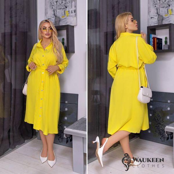 Жіноча вільна сукня із софту колір жовтий р.54/56 452584 452584 фото
