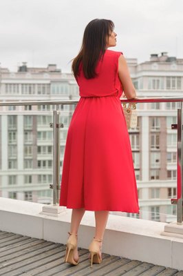 Жіноча сукня із софту міді колір червоний р.42/44 456296 456296 фото
