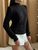 Жіночий в'язаний светр з візерунком коси колір чорний р.42/46 443583 443583 фото