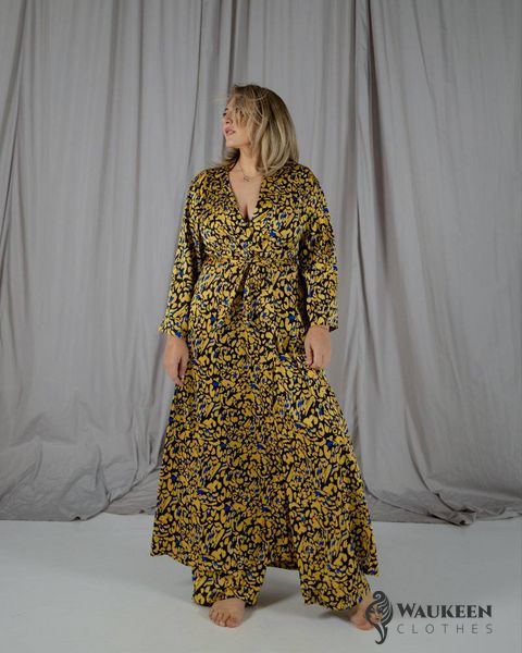 Жіночий піжамний костюм трійка колір жовтий р.S/M 448463 448464 фото