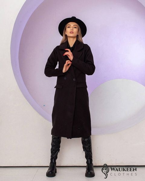 Жіноче пальто з кашеміру колір чорний р.42/44 448929 448929 фото