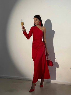 Жіноча шовкова сукня колір червоний р.42/44 448924 448924 фото