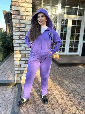 Жіночий теплий прогулянковий костюм колір фіолет р.58/60 444249 444241 фото