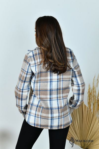 Жіноча сорочка в клітинку колір коричневий беж із синім р.42/46 442100 442100 фото
