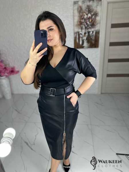 Жіноча комбінована сукня колір чорний р.42/44 450732 450732 фото