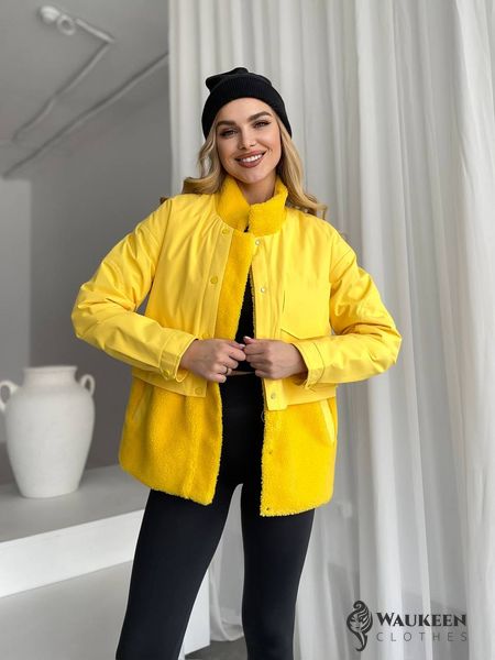Женская теплая куртка цвет желтый р.L 450294 450294 фото