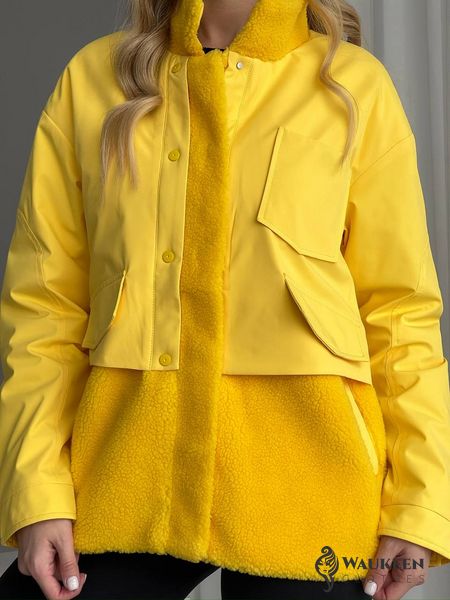 Женская теплая куртка цвет желтый р.L 450294 450294 фото