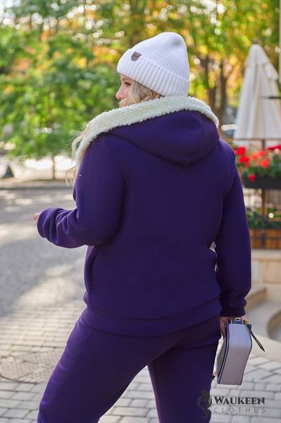 Жіночий теплий костюм із хутром колір фіолетовий р.50/52 445481 445481 фото