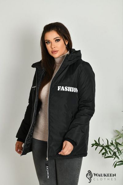 Жіноча коротка куртка колір чорний р.48/50 449630 449630 фото