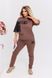 Жіночий прогулянковий костюм двійка із вставками із екошкіри кольору капучино р.60/62 440630 383070 фото 1