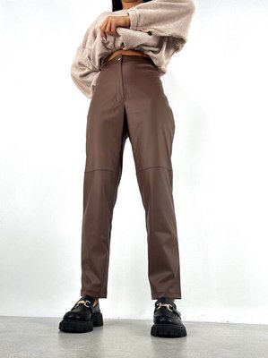 Женские брюки с эко кожи цвет коричневый р.46/48 443978 443978 фото