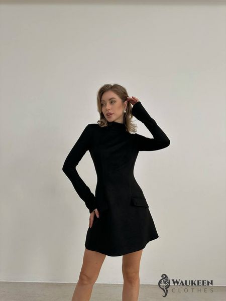 Женское замшевое платье цвет черный р.42/44 449496 449496 фото