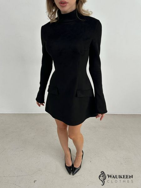 Жіноча замшева сукня колір чорний р.42/44 449496 449496 фото