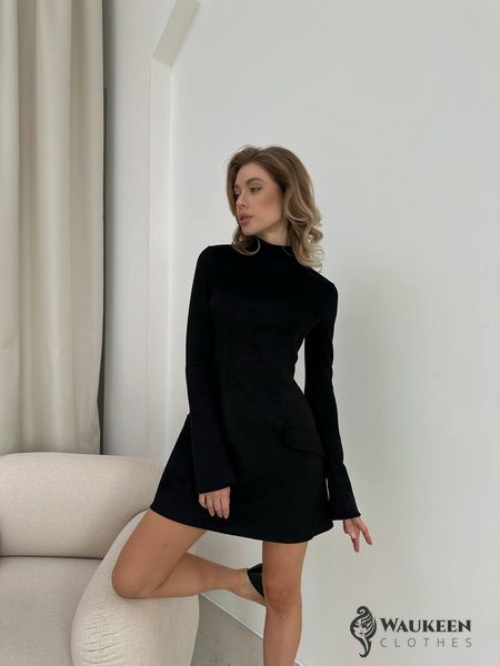 Женское замшевое платье цвет черный р.42/44 449496 449496 фото