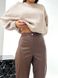 Жіночі штани з еко шкіри колір коричневий р.46/48 443978 443978 фото 6