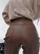 Жіночі штани з еко шкіри колір коричневий р.46/48 443978 443978 фото 7