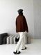 Жіночий светр із блискавкою із жаккардової в'язки колір коричневий р.42/46 441551 441551 фото 4