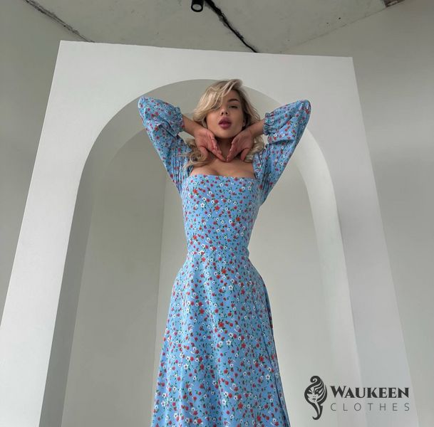 Жіноча сукня із софту колір блакитний р.46/48 451279 451279 фото
