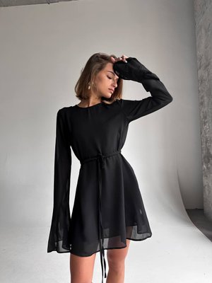Жіноча сукня із креп шифону колір чорний р.42/44 446695 446695 фото