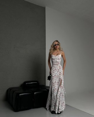 Жіноча максі сукня із софту колір білий р.46/48 453160 453160 фото