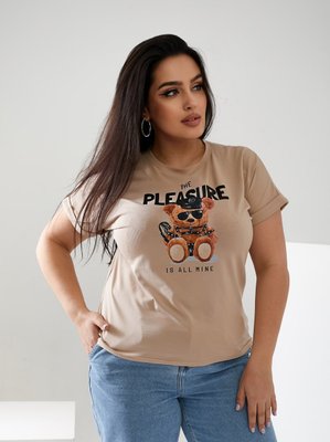 Жіноча футболка PLEASURE колір бежевий р.56/58 433681 433681 фото