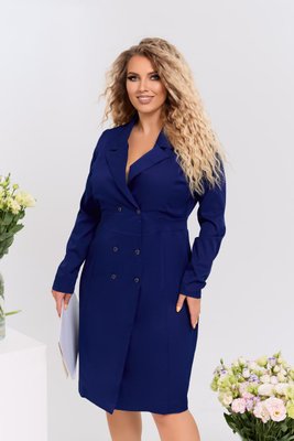 Женское двубортное классическое платье-пиджак из костюмной ткани синего цвета р.48/50 374400 381201 фото
