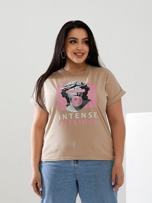 Женская футболка INTENSE цвет бежевый р.56/58 433185 433185 фото