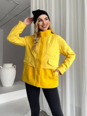 Жіноча тепла куртка колір жовтий р.M 450293 450293 фото