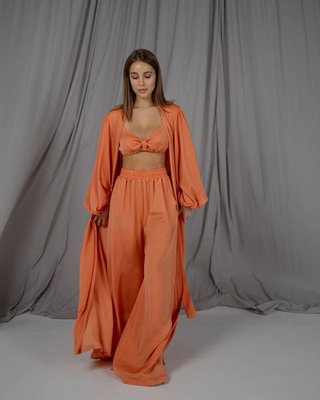 Жіночий піжамний костюм трійка колір помаранчевий р.S/M 448466 448466 фото