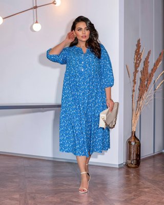 Жіноча вільна сукня міді блакитного кольору 420971 420971 фото