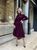 Жіноча сукня із вельвету з поясом колір марсала р.50/52 446321 446321 фото