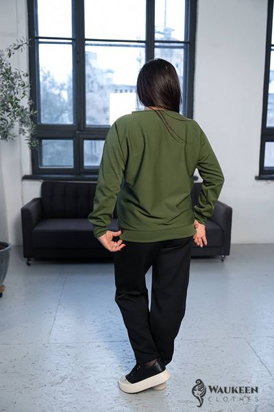 Жіночий светр летуча миша колір хакі р.58/60 446600 446600 фото