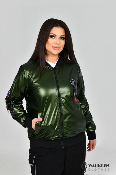 Жіноча куртка колір зелений р.48/50 453432 453432 фото