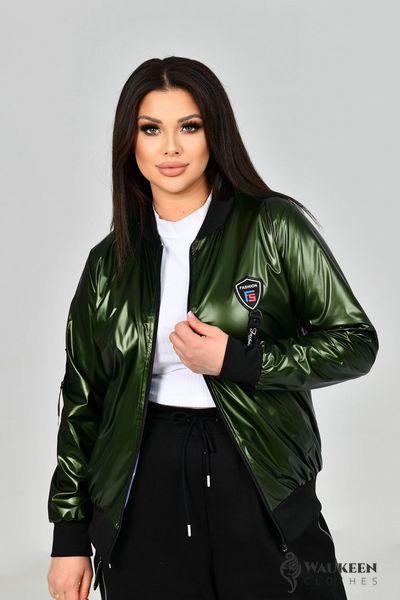 Жіноча куртка колір зелений р.48/50 453432 453432 фото