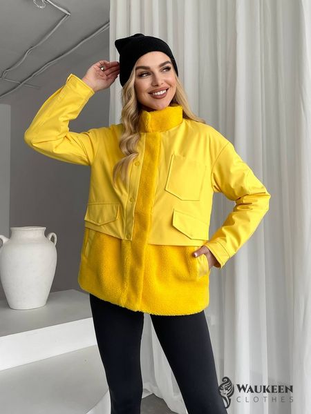 Жіноча тепла куртка колір жовтий р.M 450293 450293 фото