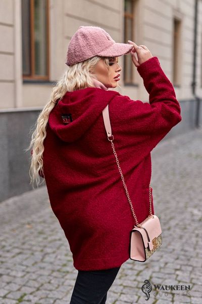Жіноча тепла куртка бордового кольору р.56/60 380590 380591 фото