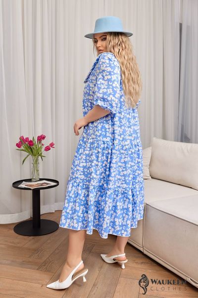 Жіноча вільна сукня із софту колір блакитний р.54/56 451225 451225 фото