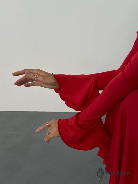 Жіноча сукня міді колір червоний р.42/44 448300 448300 фото