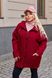 Жіноча тепла куртка бордового кольору р.56/60 380590 380591 фото 3