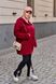 Жіноча тепла куртка бордового кольору р.56/60 380590 380591 фото 1